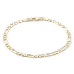 100 Gauge Solid Figaro Chain Bracelet in 10K Gold - 8&quot;