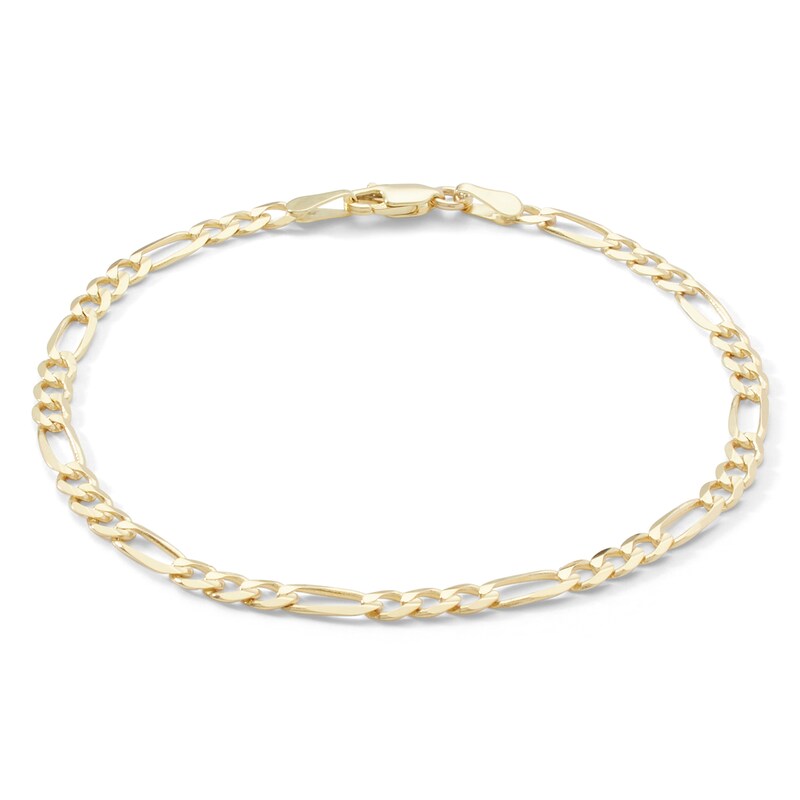 100 Gauge Solid Figaro Chain Bracelet in 10K Gold - 8"