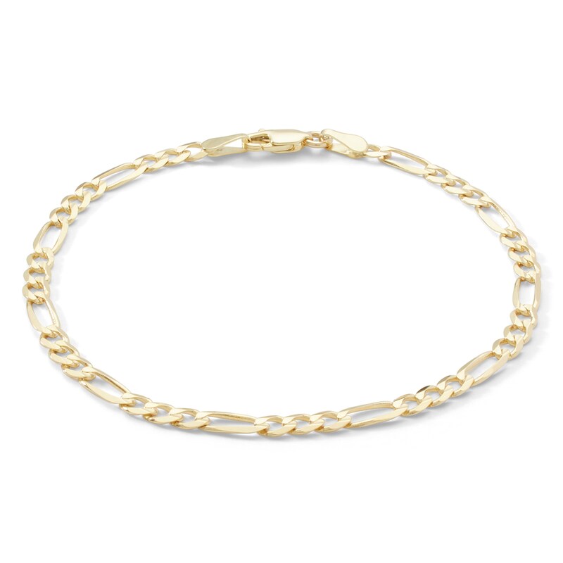 100 Gauge Solid Figaro Chain Bracelet in 10K Gold - 8"