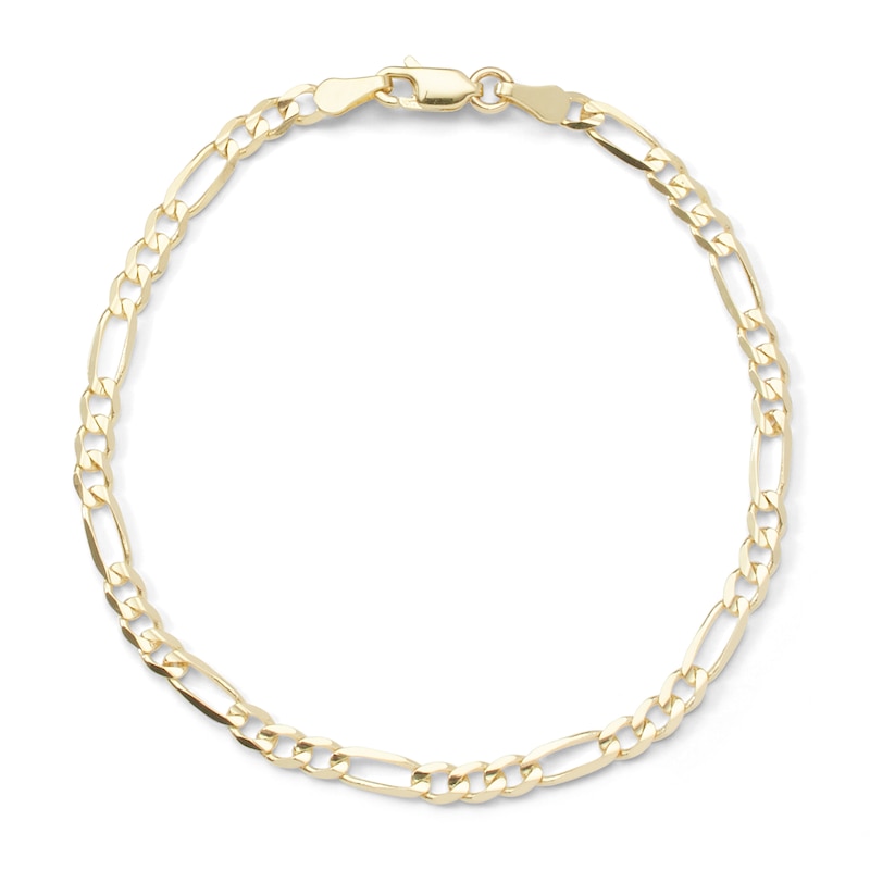 100 Gauge Solid Figaro Chain Bracelet in 10K Gold - 8"