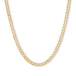 100 Gauge Solid Curb Chain Necklace in 10K Gold - 20&quot;