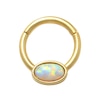 Thumbnail Image 0 of 10K Gold Simulated Oval Opal Hoop - 16G