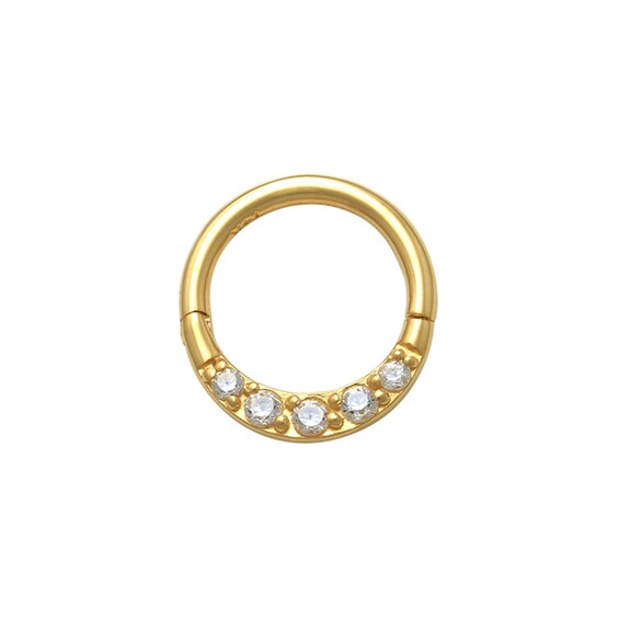 10K Gold CZ Hoop - 16G