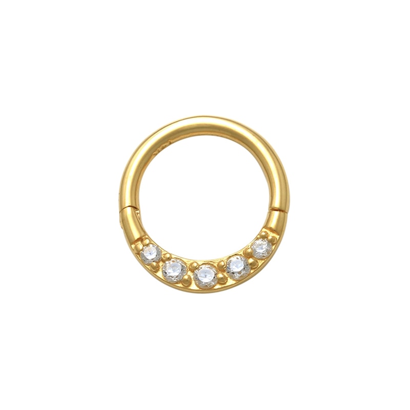 018 Gauge 8mm Cubic Zirconia Cartilage Hoop in 10K Gold | Banter