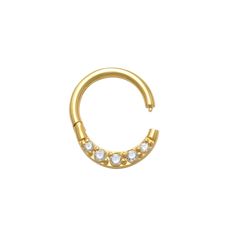 10K Gold CZ Hoop - 16G