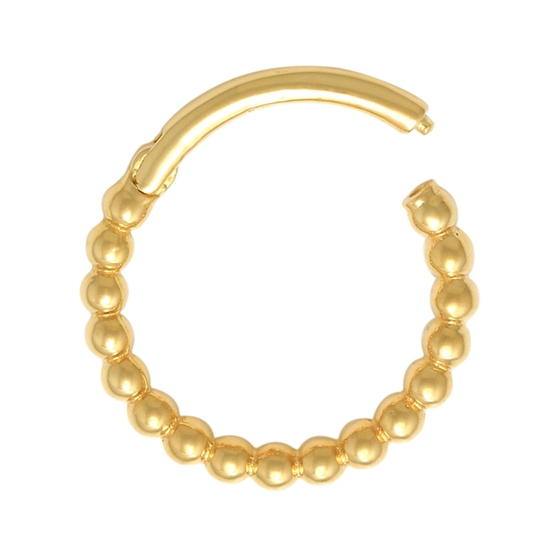 Main Image 2 of 10K Gold Beaded Hoop - 16G 3/8"