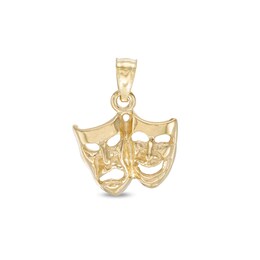 17mm theater Masks Charm in 10K Solid Gold