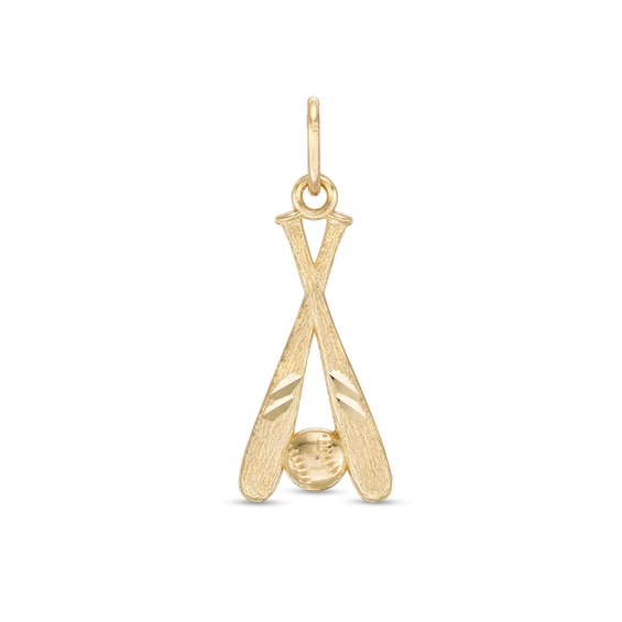 Baseball Bats and Ball Charm in 10K Solid Gold