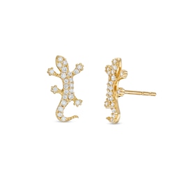 Cubic Zirconia Lizard Stud Earrings in 10K Gold