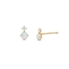 Thumbnail Image 0 of Simulated Opal and Cubic Zirconia Duo Stud Earrings in 10K Gold