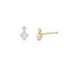 Thumbnail Image 0 of Simulated Opal and Cubic Zirconia Duo Stud Earrings in 10K Gold