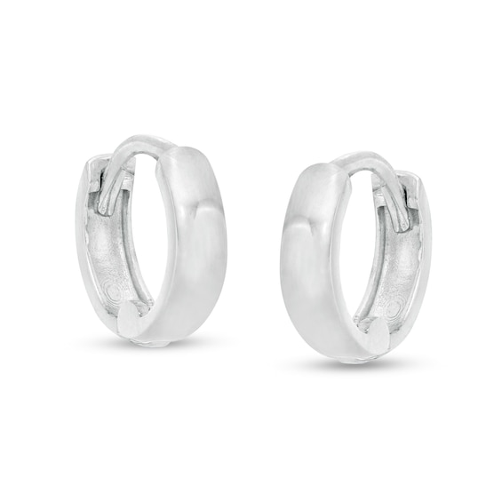 9mm Huggie Hoop Earrings in 10K White Gold