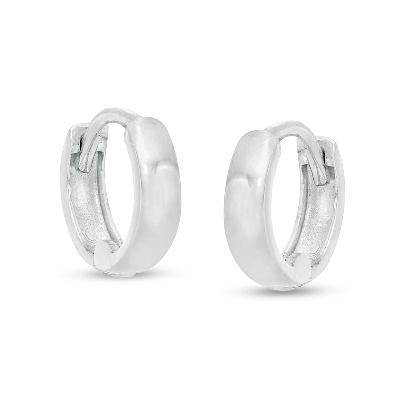 9mm Huggie Hoop Earrings in 10K White Gold