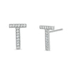 Thumbnail Image 0 of Cubic Zirconia "T" Initial Stud Earrings in Solid Sterling Silver