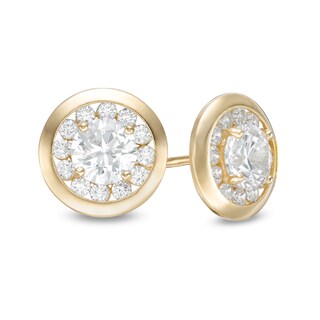 10K Gold CZ Circle Frame Studs