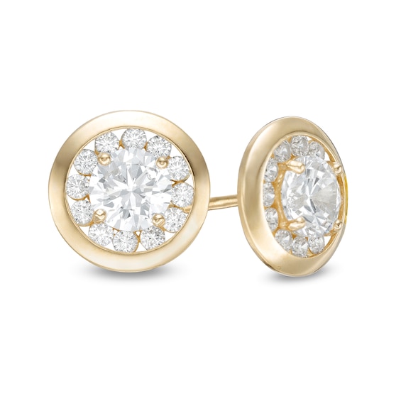 4mm Cubic Zirconia Frame Stud Earrings in 10K Gold