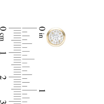 10K Gold CZ Circle Frame Studs