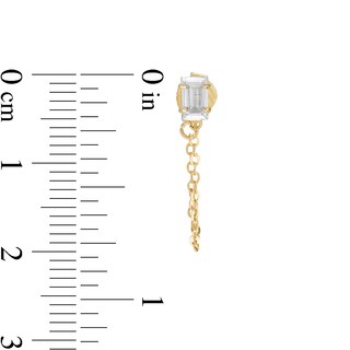 Baguette Cubic Zirconia Chain Stud Earrings in 10K Gold