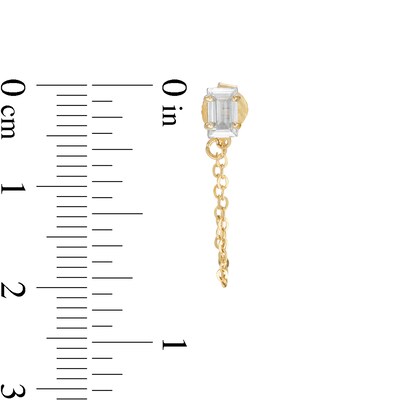 Baguette Cubic Zirconia Chain Stud Earrings in 10K Gold