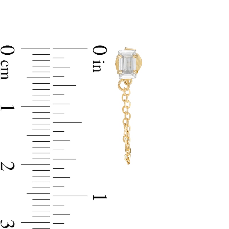Baguette Cubic Zirconia Chain Stud Earrings in 10K Gold