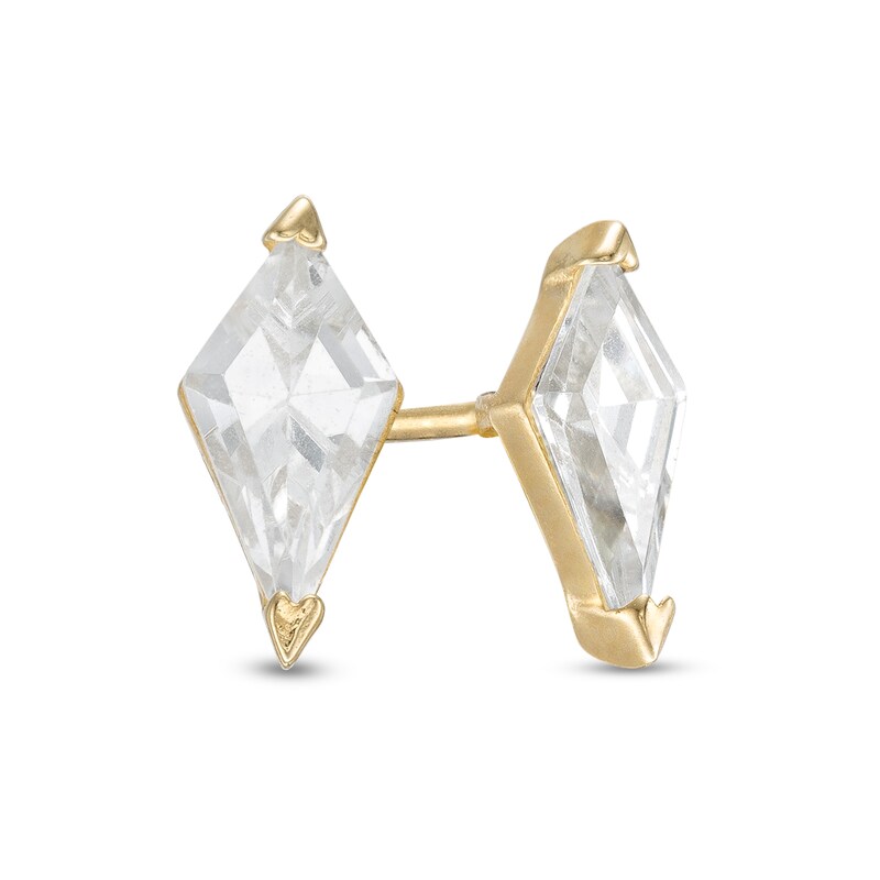 Kite Cubic Zirconia Solitaire Stud Earrings in 10K Gold