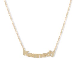 Standard Bold Block Name Curved Necklace in White or Yellow Gold (1 Line)