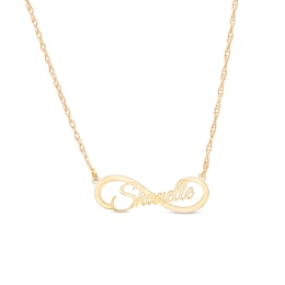 Standard Script Name Infinity Necklace in White or Yellow Gold (1 Line)