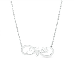 Large Script Name Infinity Necklace in Sterling Silver (1 Line)