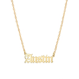 Standard Gothic-Style Name Necklace in White or Yellow Gold (1 Line)