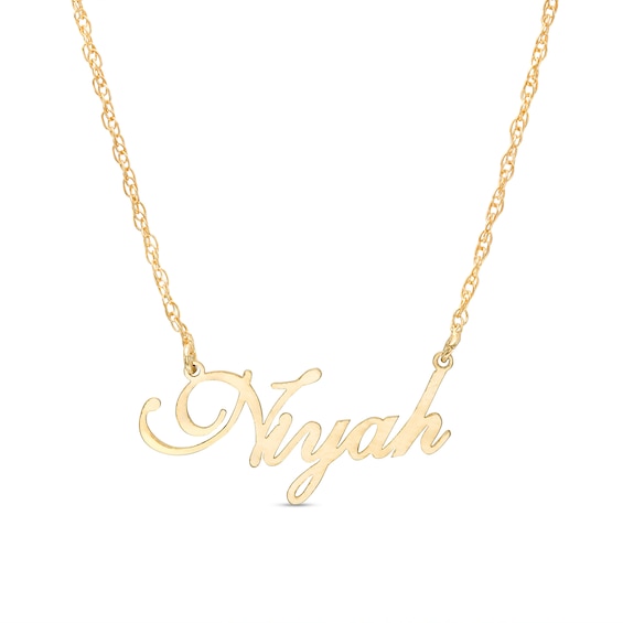 Standard Cursive Name Necklace in White or Yellow Gold (1 Line) | Banter