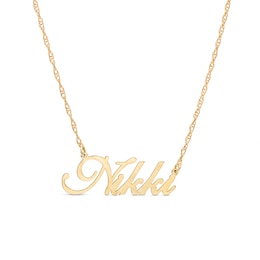 Large Cursive Name Necklace in White or Yellow Gold (1 Line)
