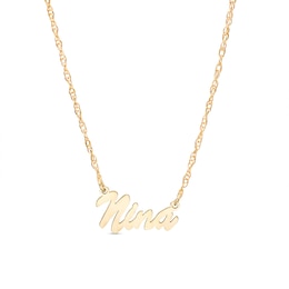 Standard Italic Script Name Necklace in White or Yellow Gold (1 Line)