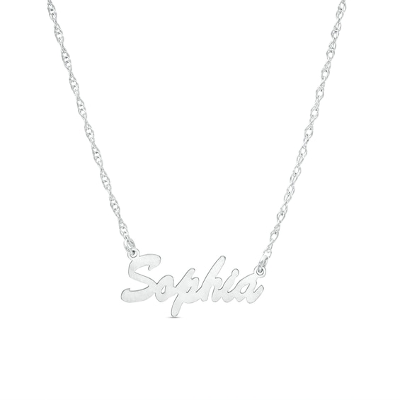 Standard Italic Script Name Necklace in Sterling Silver (1 Line)