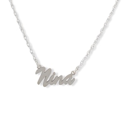 Large Italic Script Name Necklace in Sterling Silver (1 Line)