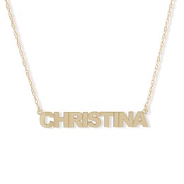 Large Block Name Necklace in White or Yellow Gold (1 Line)
