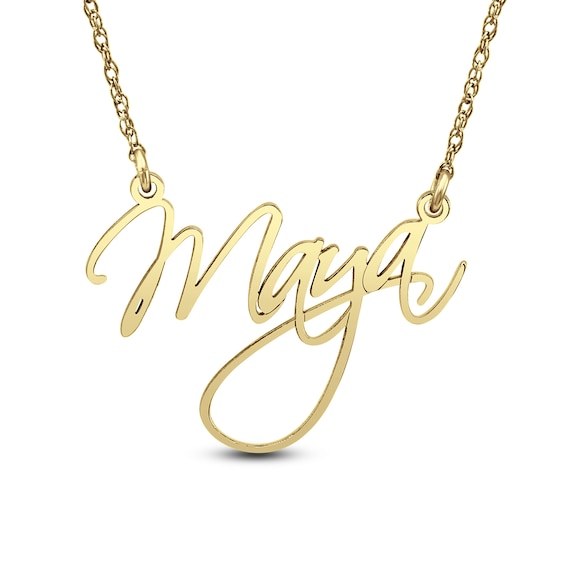 Standard Cursive Name Necklace in White or Yellow Gold (1 Line