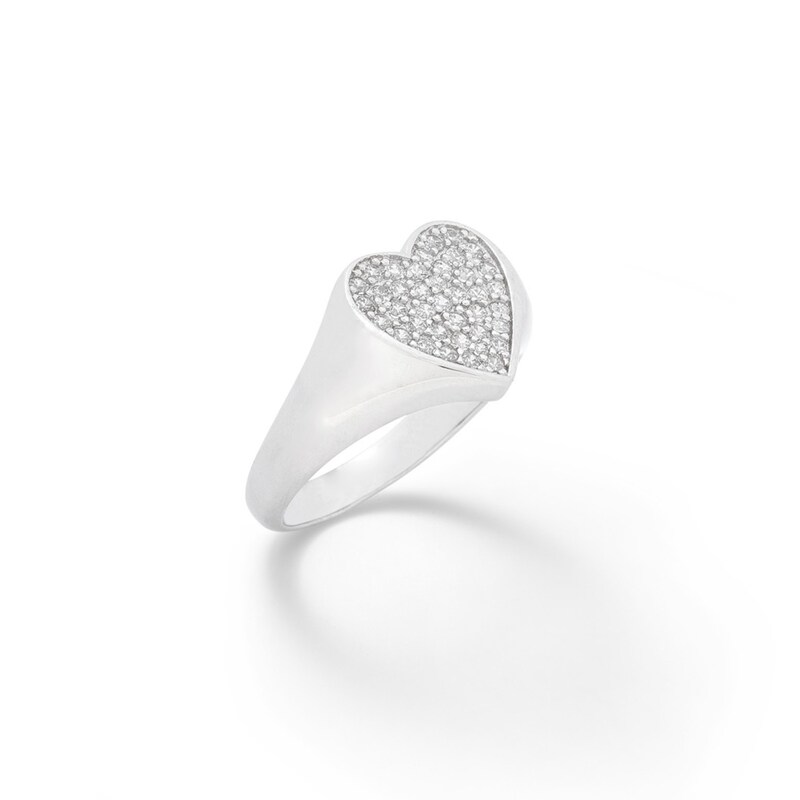 Main Image 2 of Cubic Zirconia Heart Ring in Solid Sterling Silver - Size 7