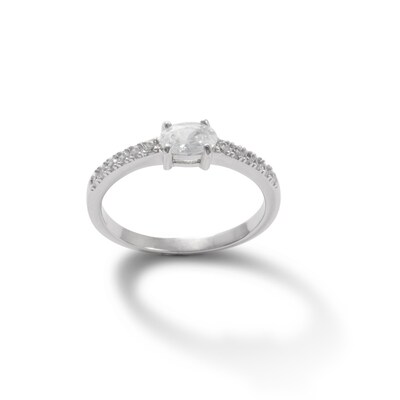 Sterling Silver CZ Oval Ring - Size 7
