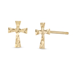 Diamond-Cut Cross Stud Earrings in 10K Gold