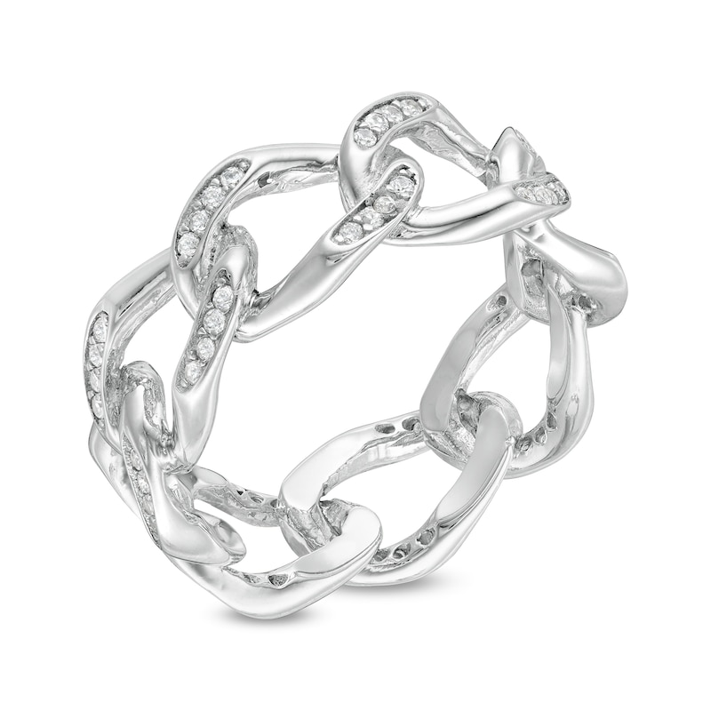 Cubic Zirconia Chain Link Ring in Sterling Silver - Size 7