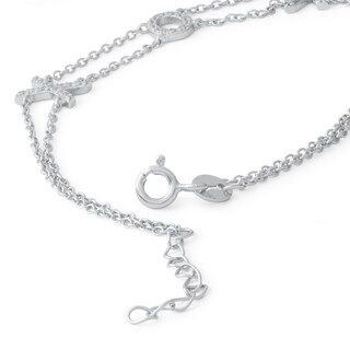 Cubic Zirconia "XO" Double Chain Bracelet in Sterling Silver - 8"