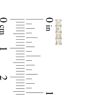 Baguette Cubic Zirconia Bar Stud Earrings in 10K Gold