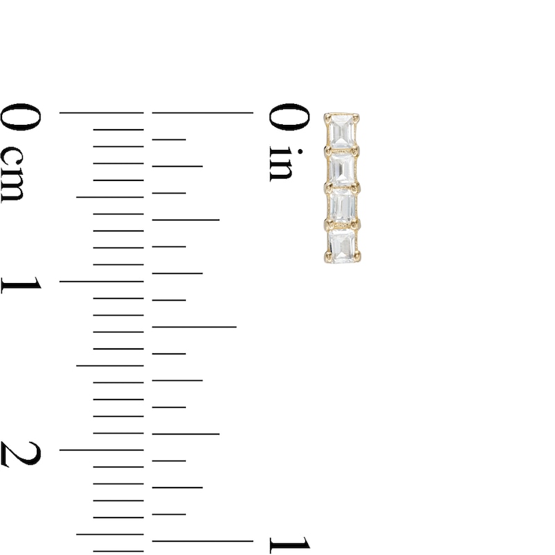 Main Image 2 of Baguette Cubic Zirconia Bar Stud Earrings in 10K Gold