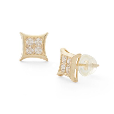 10K Gold CZ Square Studs