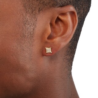 10K Gold CZ Square Studs