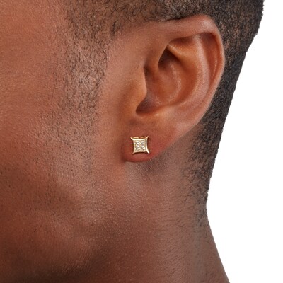 10K Gold CZ Square Studs