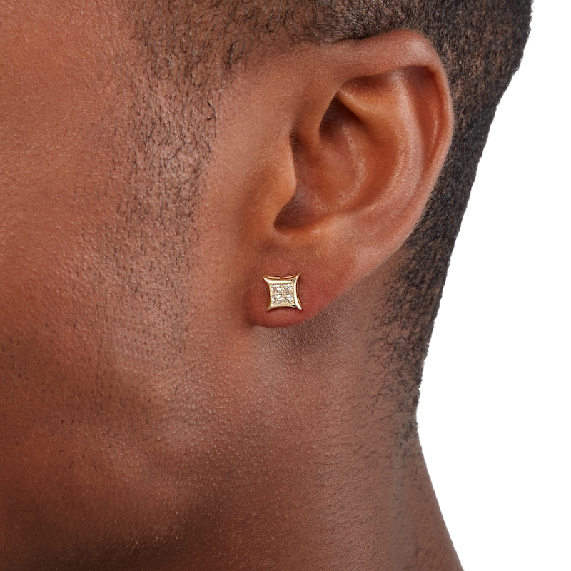 Square Cubic Zirconia Stud Earrings in 10K Gold