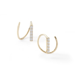 Cubic Zirconia Bar Swirl Threader Earrings in 10K Gold