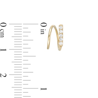 Cubic Zirconia Bar Swirl Threader Earrings in 10K Gold
