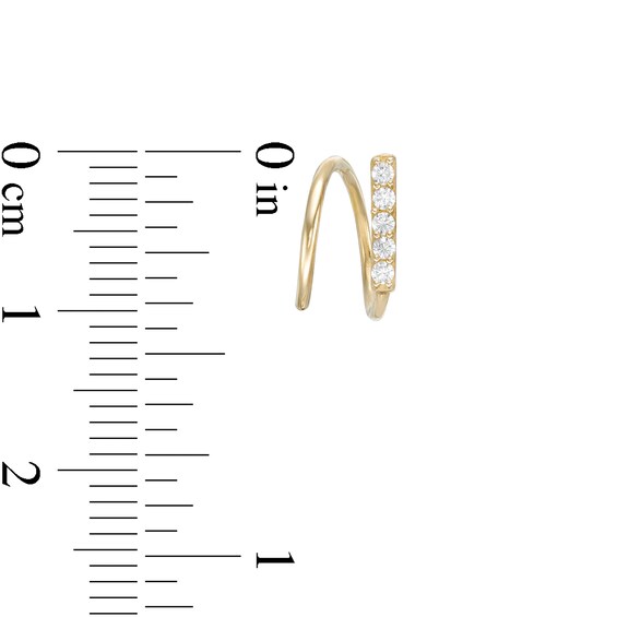 Cubic Zirconia Bar Swirl Threader Earrings in 10K Gold